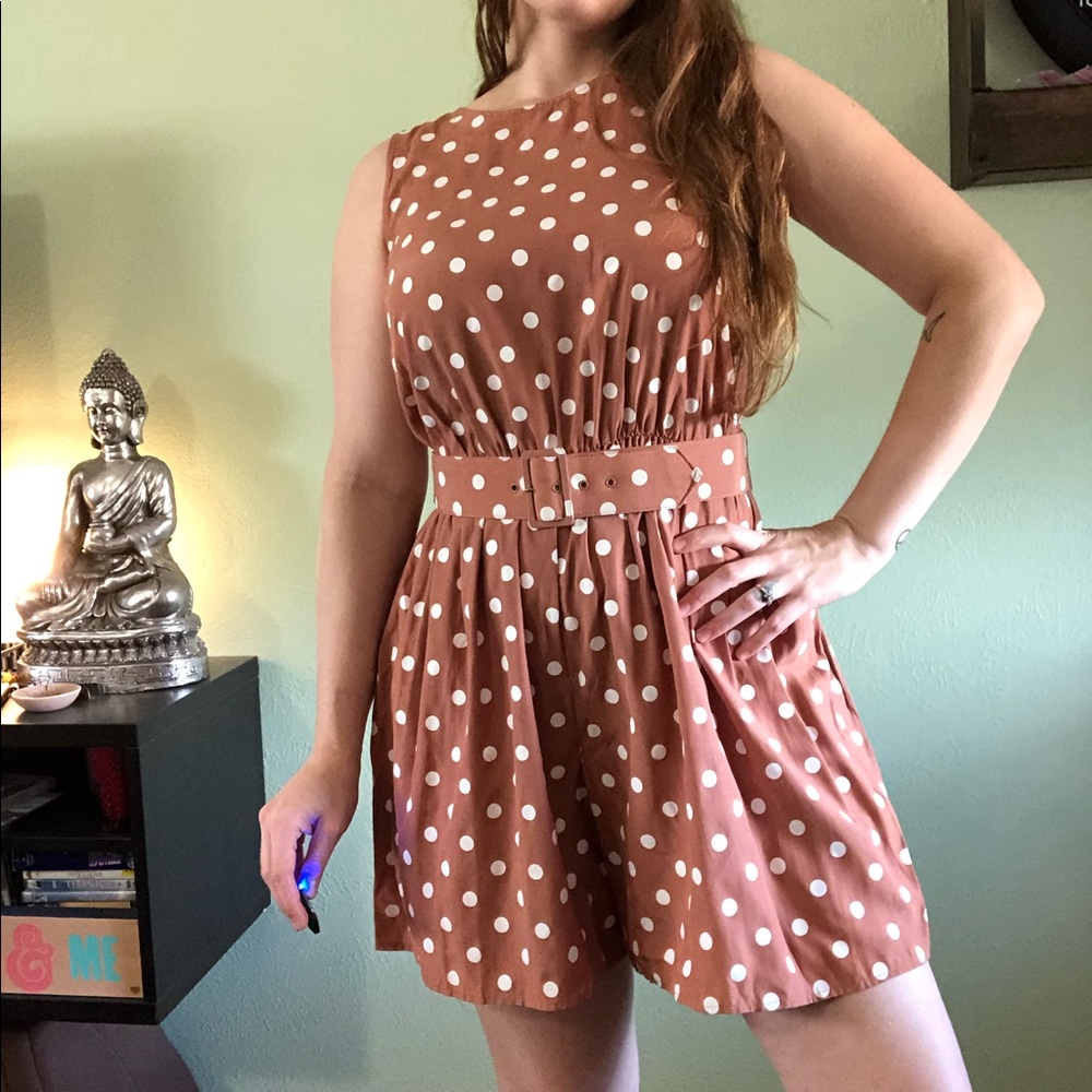My Michelle Polka dot romper with belt